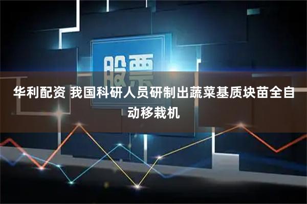 华利配资 我国科研人员研制出蔬菜基质块苗全自动移栽机