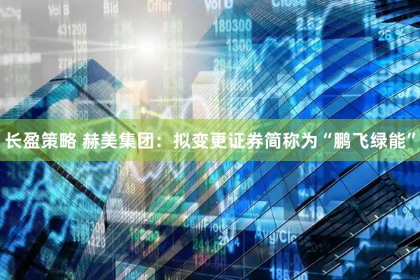 长盈策略 赫美集团：拟变更证券简称为“鹏飞绿能”