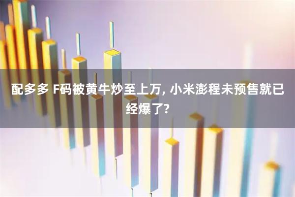 配多多 F码被黄牛炒至上万, 小米澎程未预售就已经爆了?